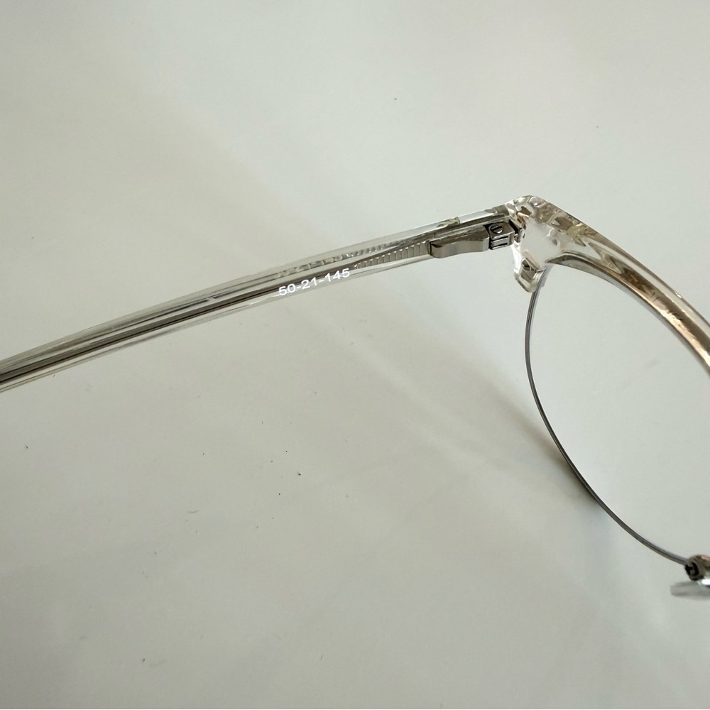 KITS Clear Acetate / Silver Metal Hybrid Nantucket Round Unisex Eyeglasses - Picture 6 of 7